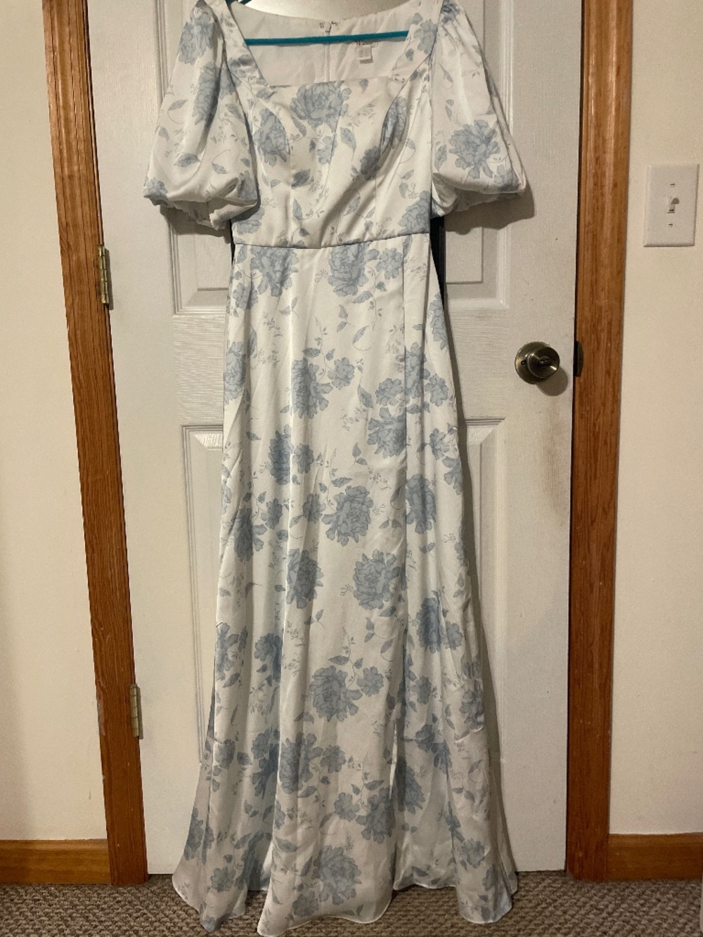 Blue floral bridesmaid dress